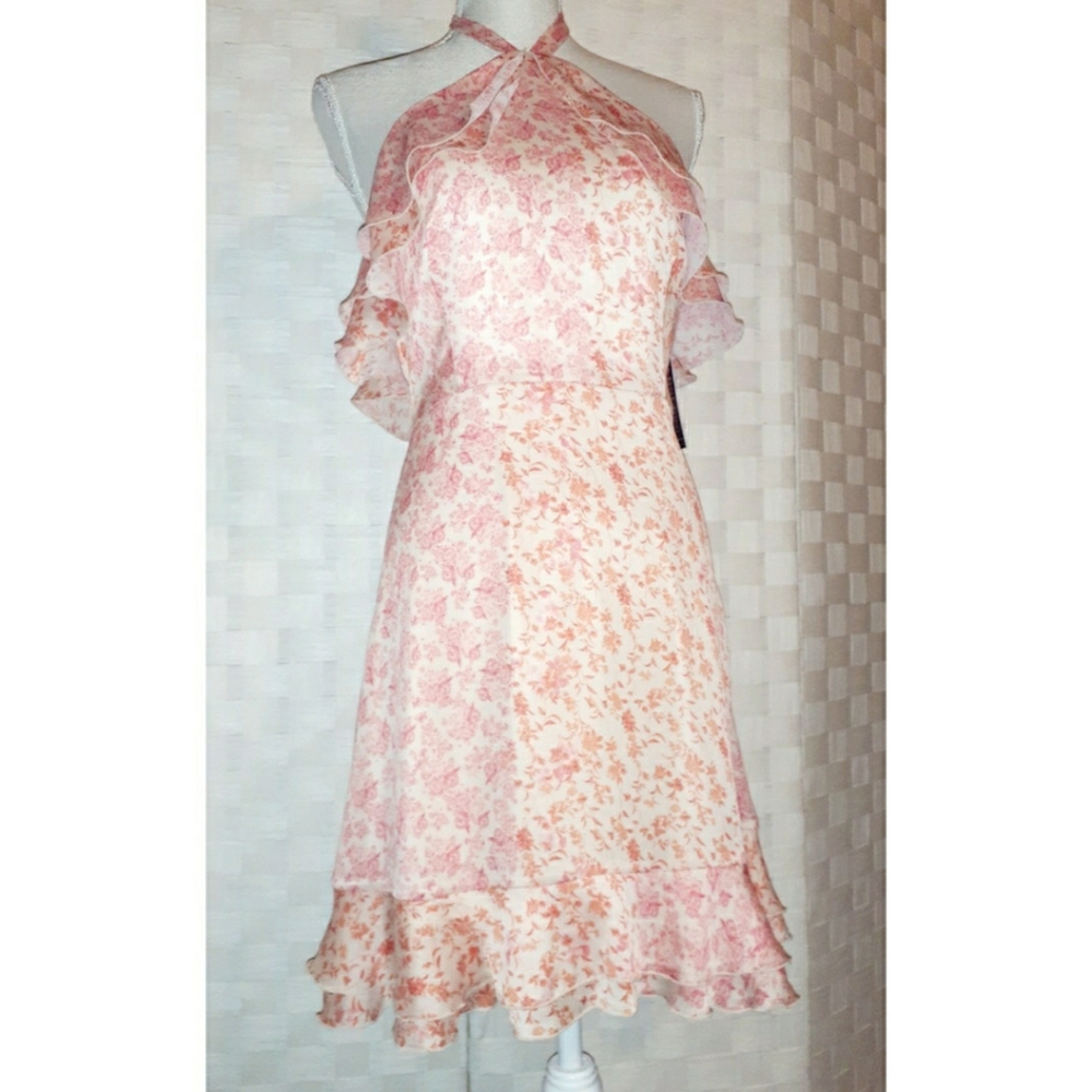 Gianni Bini Louise Floral Ditsy Print Halter Crepe - Picture 12 of 16